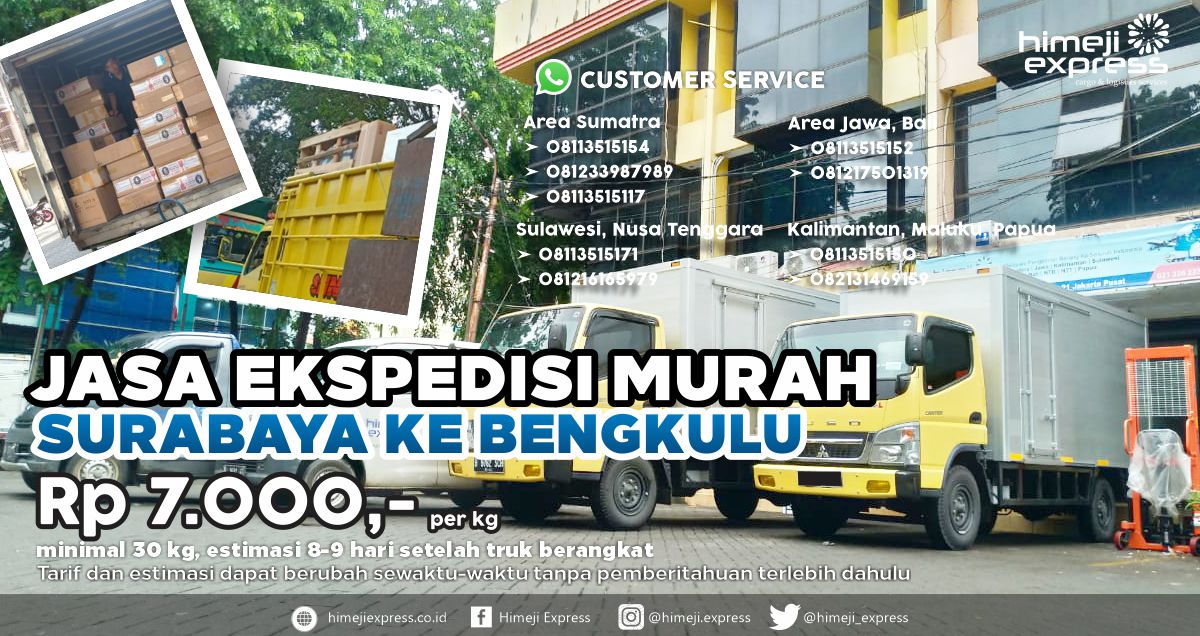 Jasa Ekspedisi Murah Surabaya Bengkulu